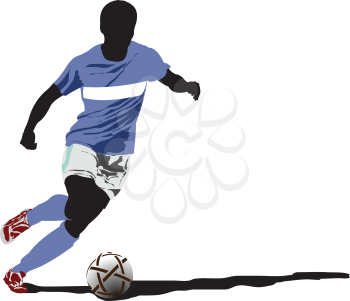 Royalty Free Clipart Image of a Soccer Player in Blue