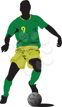Royalty Free Clipart Image of a Soccer Player in Gold and Green
