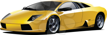 Royalty Free Clipart Image of a Sporty Yellow Car