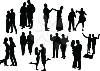 Royalty Free Clipart Image of Ten Silhouette Couples