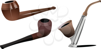 Royalty Free Clipart Image of Three Smoking Pipes