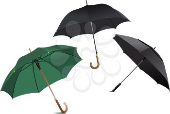 Royalty Free Clipart Image of Three Umbrellas