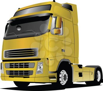 Royalty Free Clipart Image of a Large Yellow Truck Cab