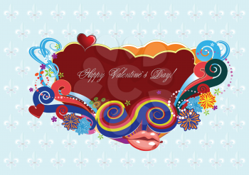 Royalty Free Clipart Image of a Happy Valentine's Day Greeting With Lips