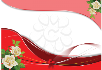 Royalty Free Clipart Image of a White Space With Roses in the Corner