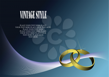 Royalty Free Clipart Image of a Wedding Invitation With Intertwined Gold Rings