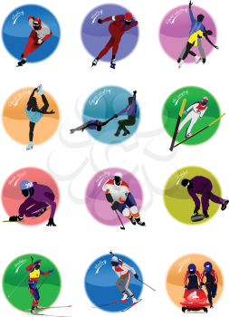 Royalty Free Clipart Image of a Winter Olympic Sports Set