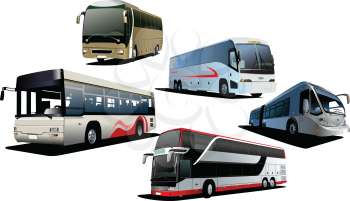 Royalty Free Clipart Image of City Buses