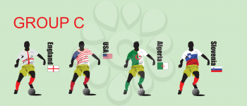 Royalty Free Clipart Image of a Group C Soccer Players