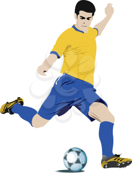 Royalty Free Clipart Image of a Soccer Player Ready to Kick
