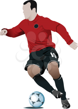 Royalty Free Clipart Image of a Soccer Player in a Red Shirt