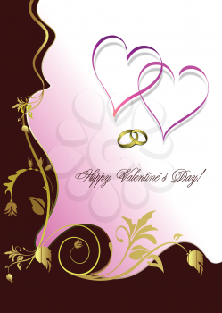 Royalty Free Clipart Image of a Valentine's Day Greeting With Hearts and Wedding Bands
