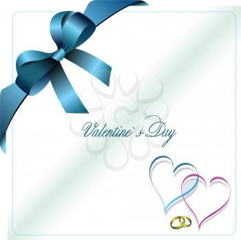 Royalty Free Clipart Image of a Valentine Greeting With a Blue Ribbon