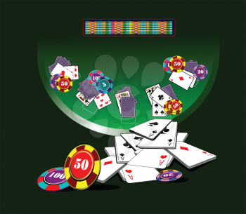 Royalty Free Clipart Image of a Blackjack Table