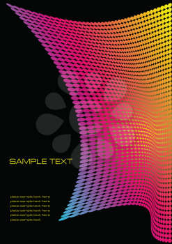 Royalty Free Clipart Image of a Dotted Pink and Yellow Background on Black