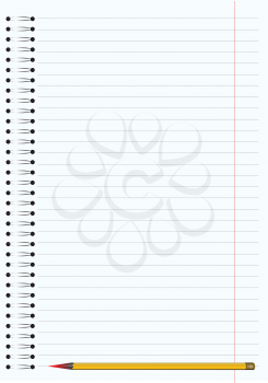 Royalty Free Clipart Image of a Page and Pencil