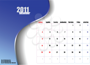 Royalty Free Clipart Image of a December Calendar