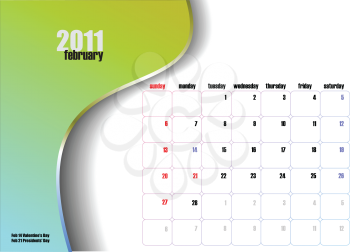 Royalty Free Clipart Image of a February Calendar