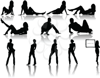 Royalty Free Clipart Image of a Female Silhouettes