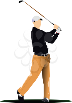 Royalty Free Clipart Image of a Golfer in Gold Pants