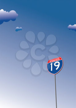 Royalty Free Clipart Image of a Traffic Sign for Interstate 19