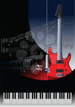 Royalty Free Clipart Image of a Piano With a Guitar