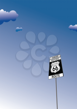 Royalty Free Clipart Image of a Sign for Route 66