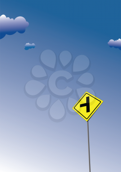 Royalty Free Clipart Image of a Crossroad Sign