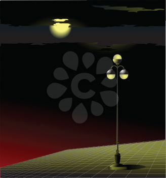 Royalty Free Clipart Image of a Sunrise and Streetlamp