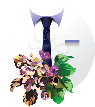 Royalty Free Clipart Image of a Shirt, Tie and Bouquet