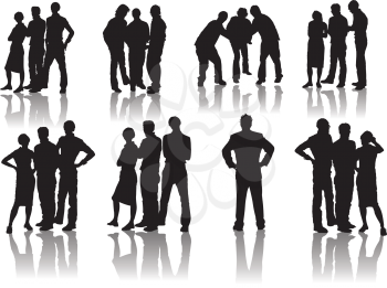 Royalty Free Clipart Image of Trio People Silhouettes