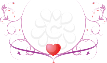 Royalty Free Clipart Image of a Floral Round Frame With a Heart