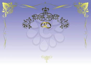 Royalty Free Clipart Image of a Purple Background With a Gold Frame