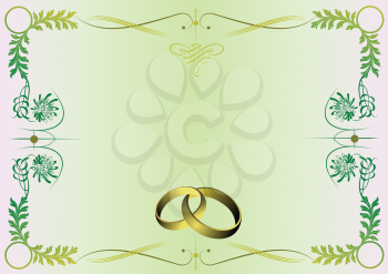 Royalty Free Clipart Image of a Wedding Frame With Rings