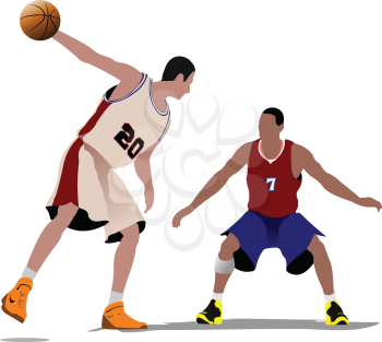 Royalty Free Clipart Image of Two Basketball Players