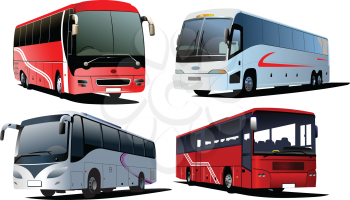 Royalty Free Clipart Image of a Set of Buses