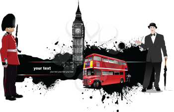 Royalty Free Clipart Image of a Grunge Banner With London Images