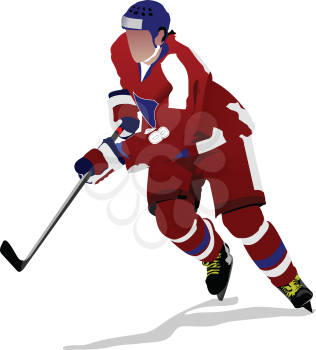 Royalty Free Clipart Image of a Hockey Player in a Red Uniform