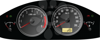 Royalty Free Clipart Image of a Gauges in a Car
