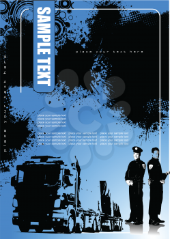 Royalty Free Clipart Image of Cops and a Truck
