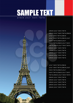 Royalty Free Clipart Image of the Eiffel Tower and Space for Text
