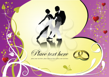 Royalty Free Clipart Image of Dancers and Golden Bands