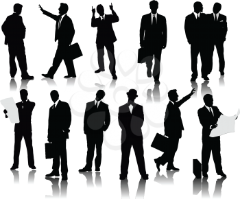 Royalty Free Clipart Image of Men in Suits in Silhouette