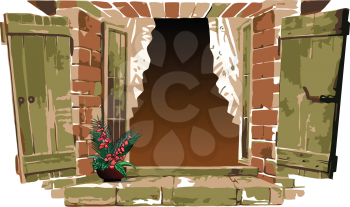 Royalty Free Clipart Image of an Old Window