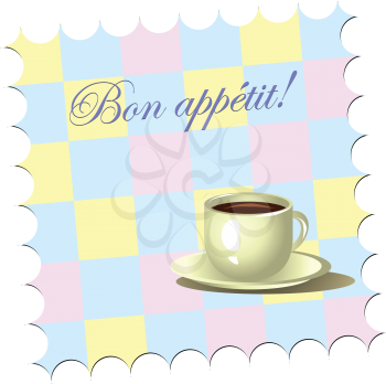 Royalty Free Clipart Image of Bon Appetit and a Coffee Mug
