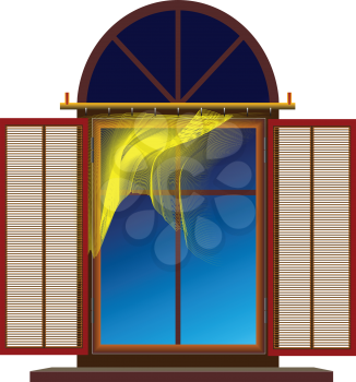 Royalty Free Clipart Image of a Window With Shutters