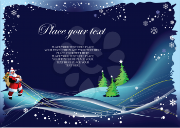 Royalty Free Clipart Image of a Winter Background With Santa