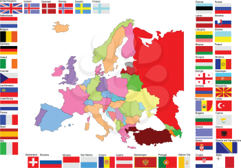 Royalty Free Clipart Image of a Map of Europe With a Flag Border