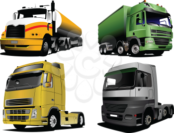 Royalty Free Clipart Image of Four Trucks