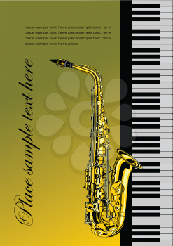 Royalty Free Clipart Image of a Saxophone and Keyboard